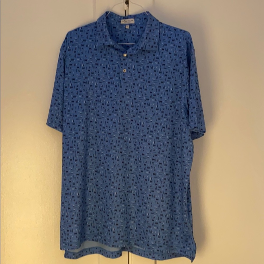 Peter Millar Mens Summer Comfort Blue Golf Polo XL